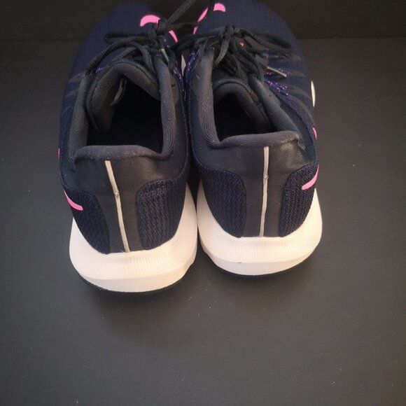 Nike Running Ladies Size 7.5 Navy with Pink Swoosh White & Black Sole Sneakers - Picture 5 of 9